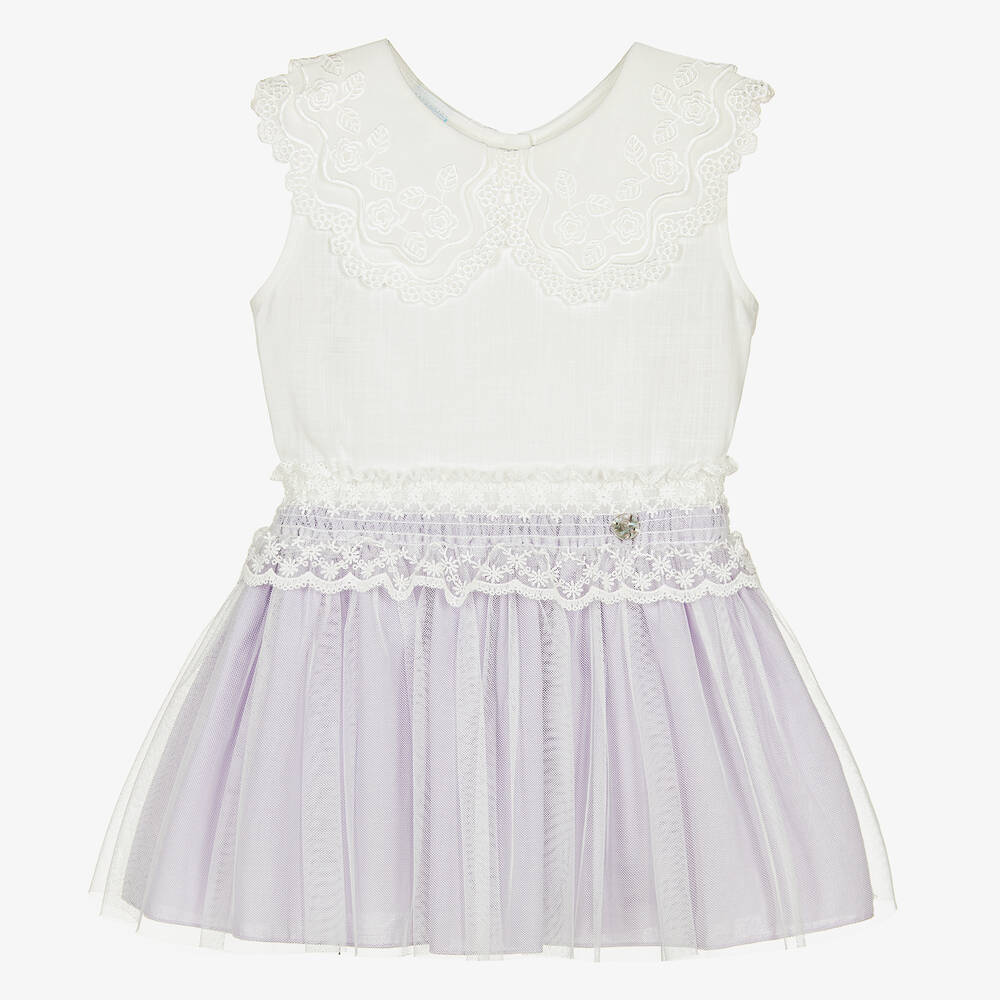 Artesanía Granlei-Girls Ivory & Lilac Tulle Skirt Set | Childrensalon Outlet