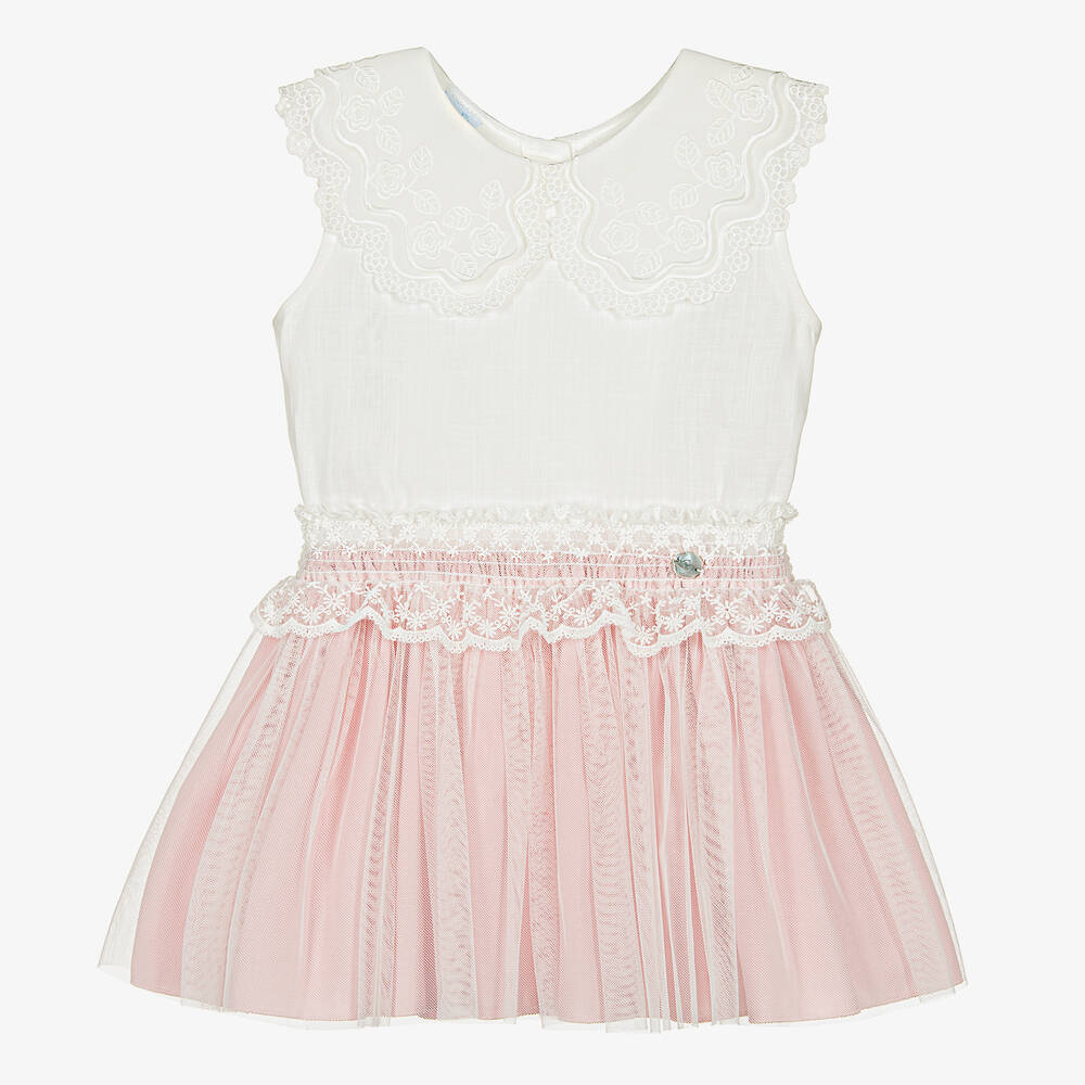 Artesanía Granlei - Girls Ivory & Pink Tulle Skirt Set | Childrensalon