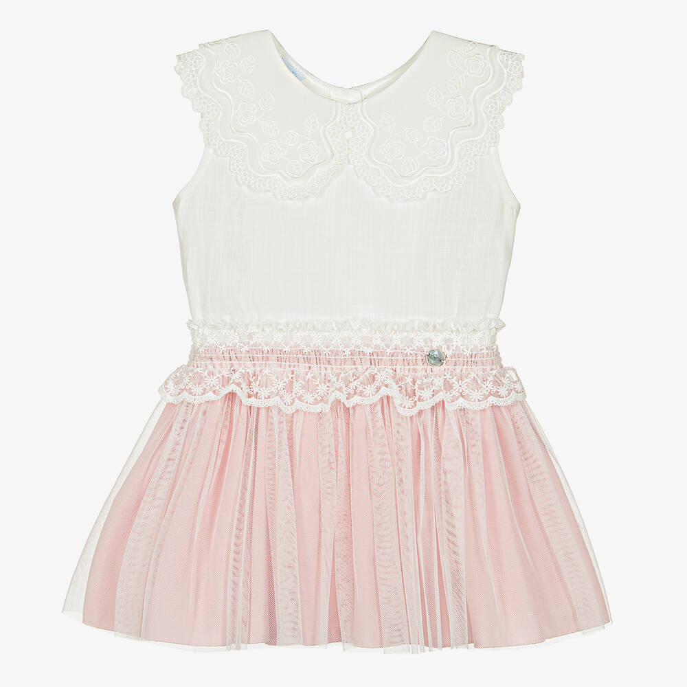 Artesanía Granlei-Girls Ivory & Pink Tulle Skirt Set | Childrensalon Outlet