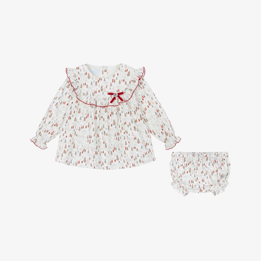 Artesanía Granlei-Girls Ivory & Red Dress Set | Childrensalon Outlet