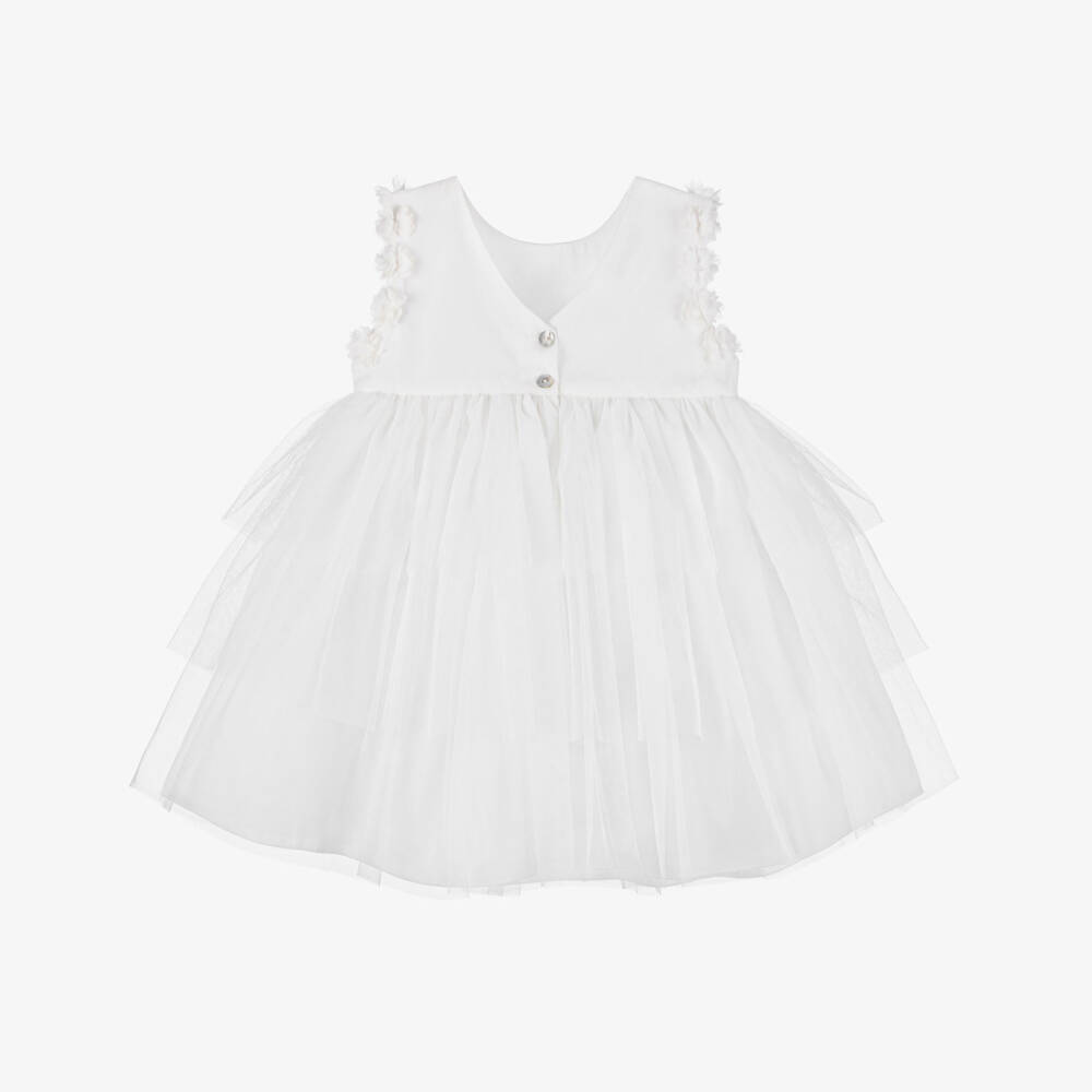 Artesanía Granlei-Girls Ivory Ruffle Tulle Dress | Childrensalon Outlet