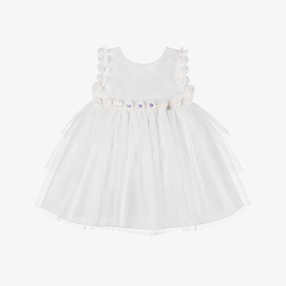Artesanía Granlei-فستان تول لون عاجي مزين بكشكش | Childrensalon Outlet