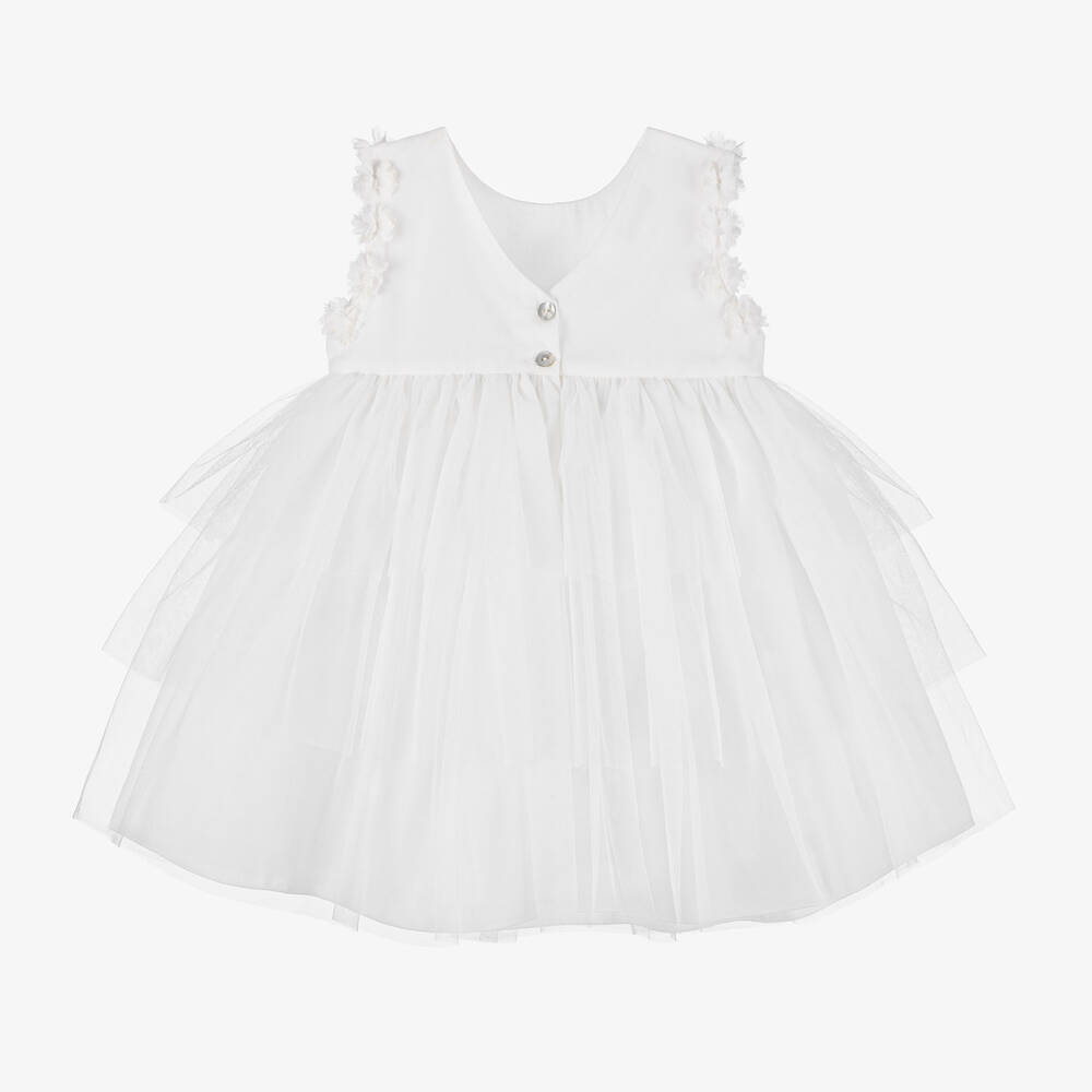 Artesanía Granlei-Girls Ivory Ruffle Tulle Dress | Childrensalon Outlet