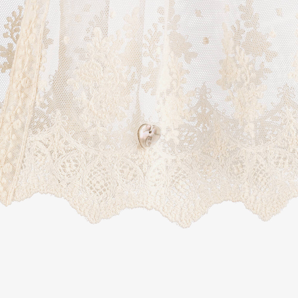 Artesanía Granlei-Girls Ivory Tulle Cape with Floral Embroidery | Childrensalon Outlet