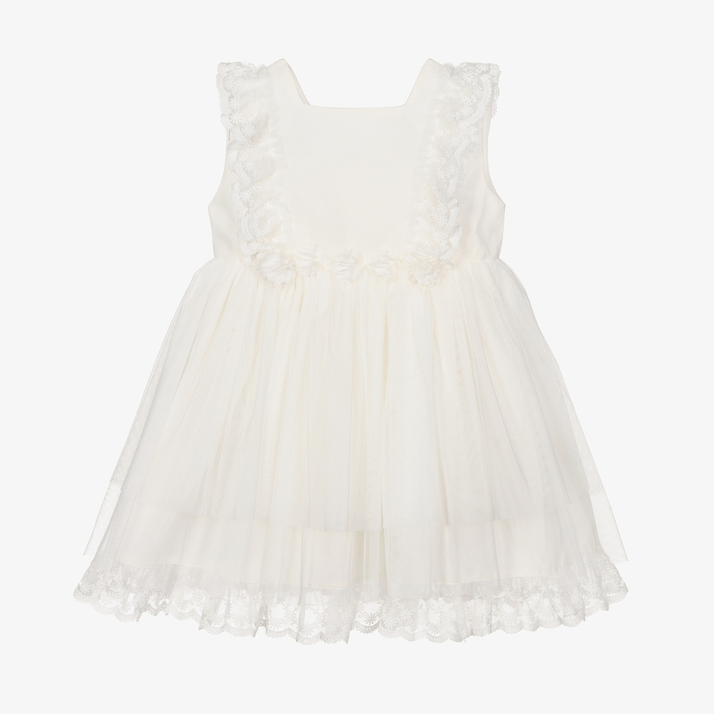 Artesanía Granlei-Girls Ivory Tulle & Lace Dress | Childrensalon Outlet