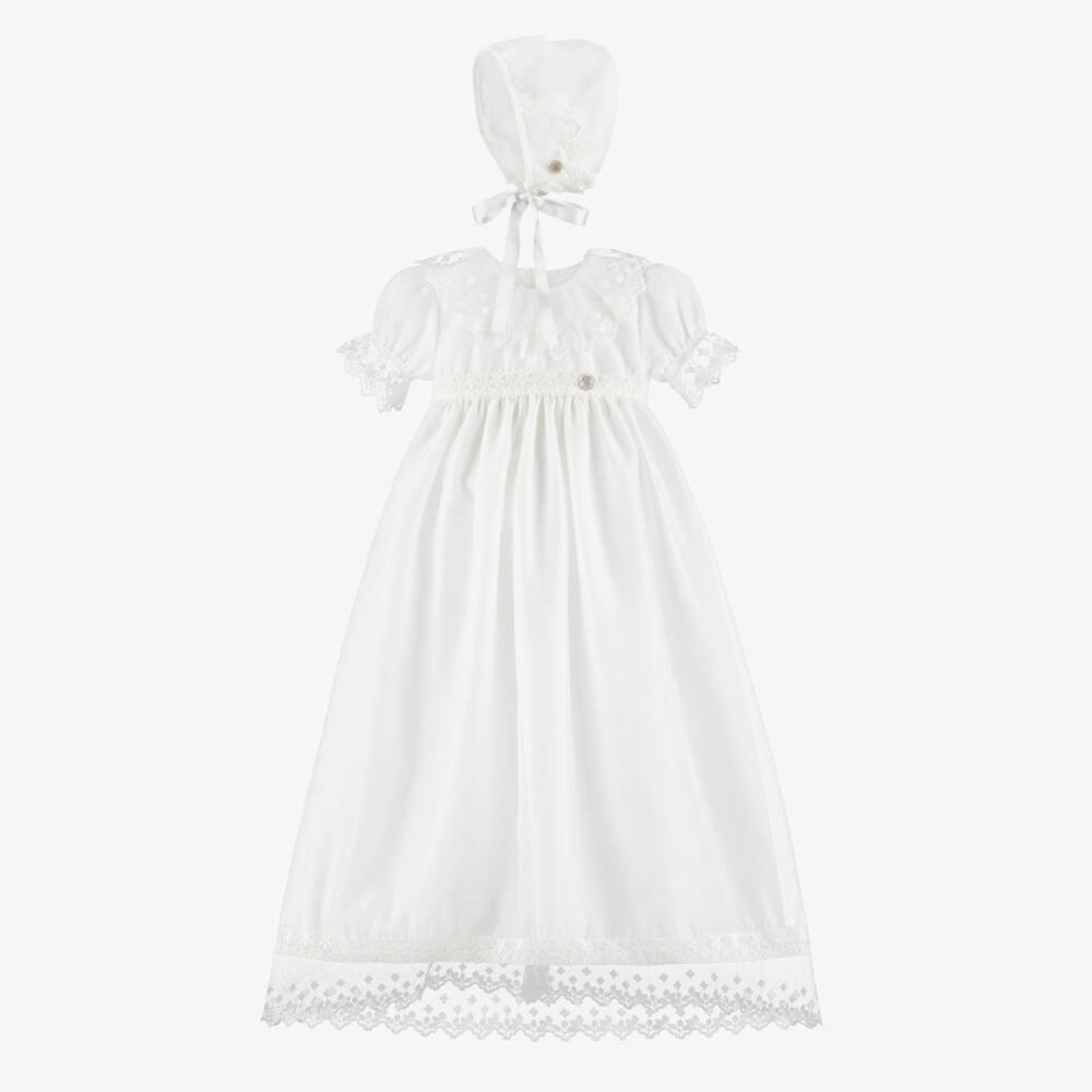 Artesanía Granlei-Girls Ivory Voile Ceremony Gown & Bonnet | Childrensalon Outlet