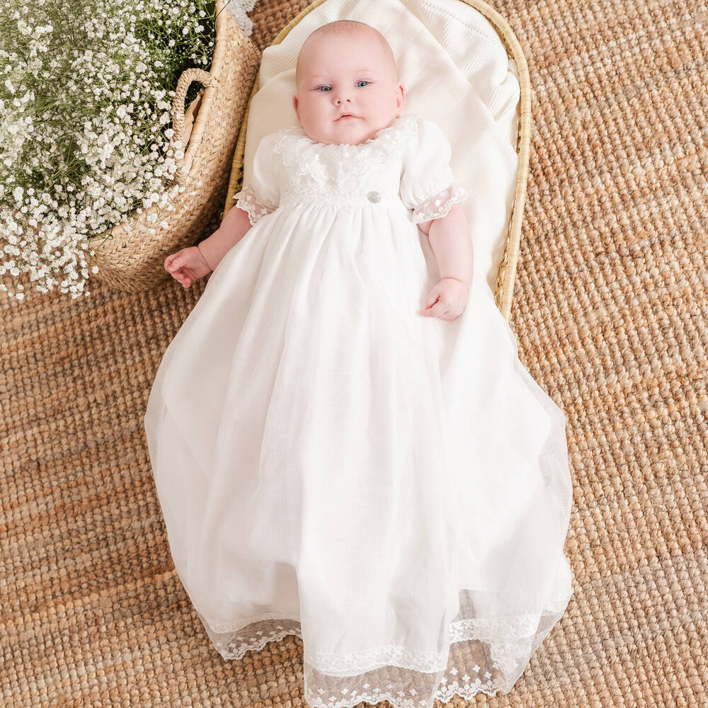 Artesanía Granlei-Girls Ivory Voile Ceremony Gown & Bonnet | Childrensalon Outlet