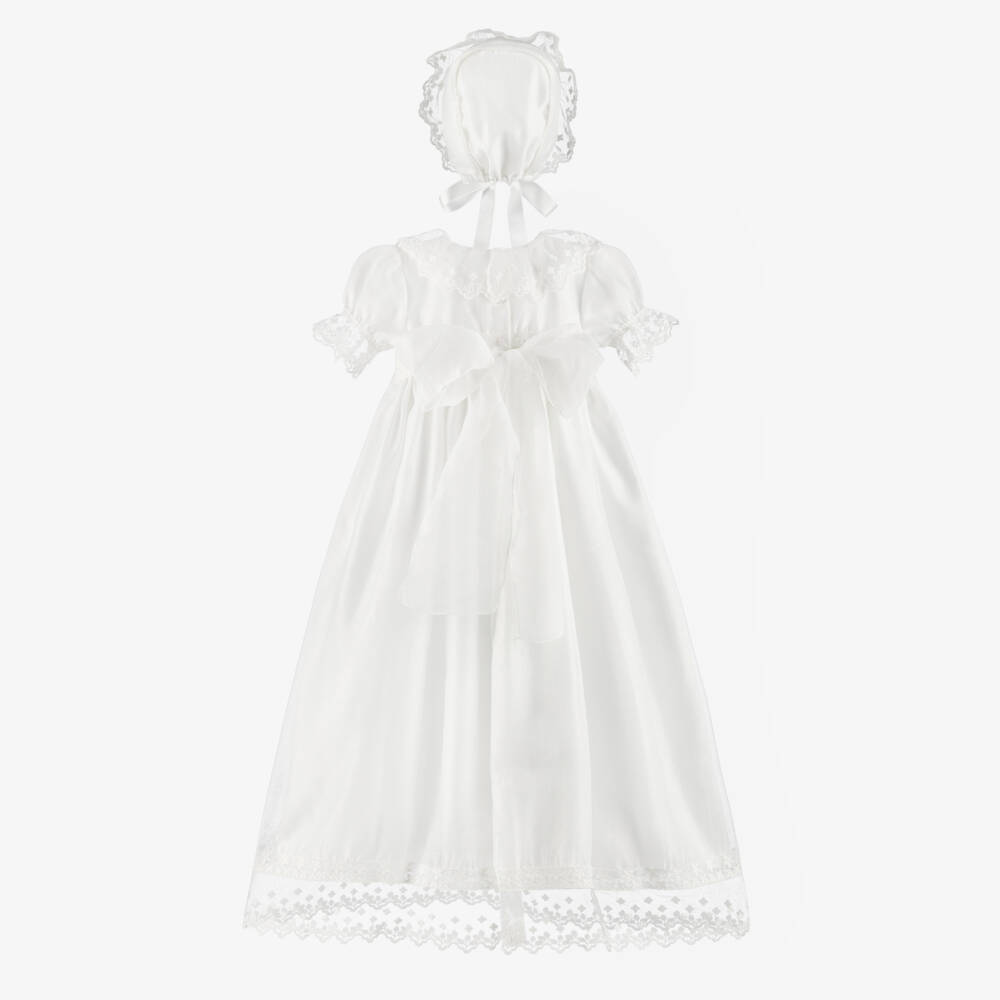 Artesanía Granlei-Girls Ivory Voile Ceremony Gown & Bonnet | Childrensalon Outlet