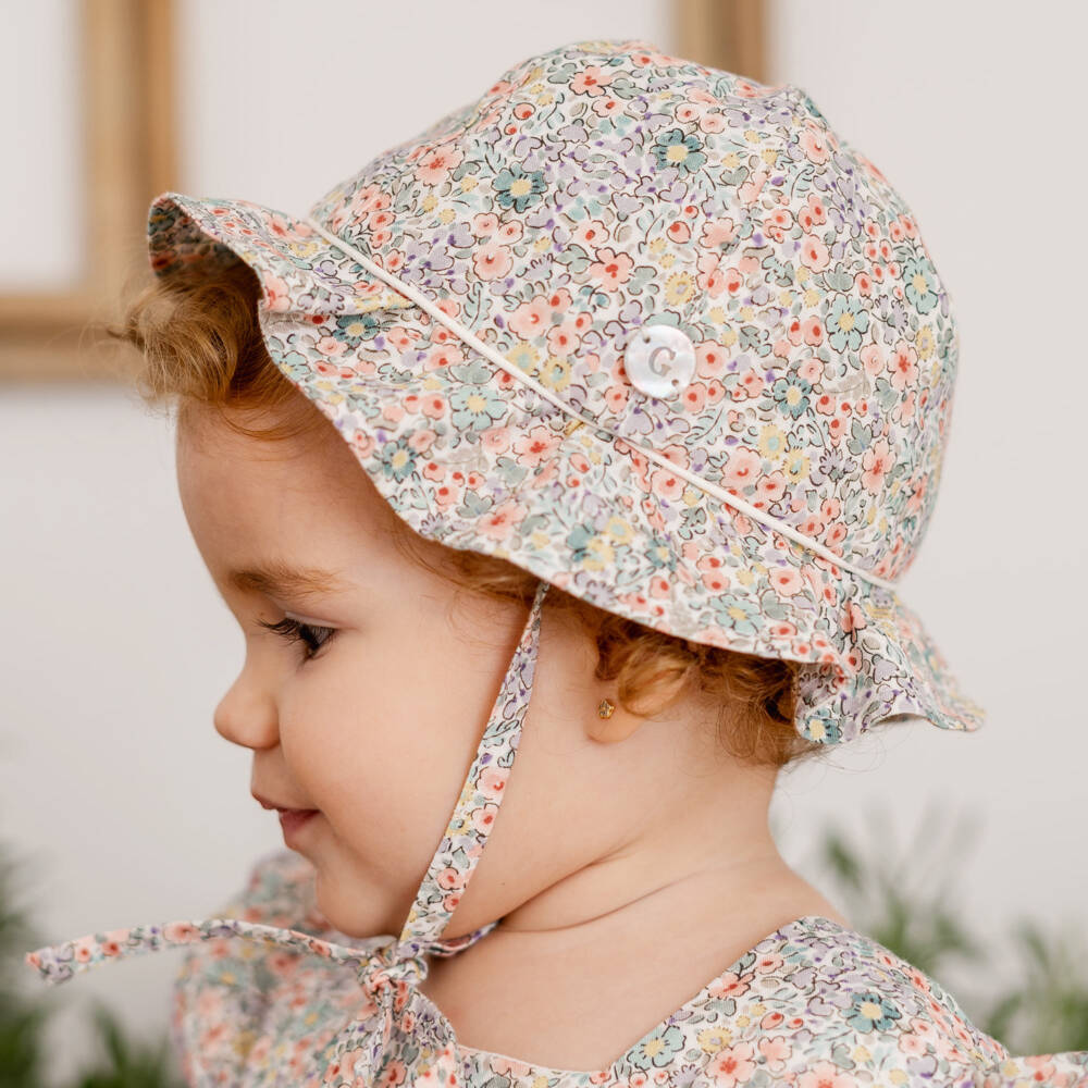 Artesanía Granlei-Girls Lavender Blossoms Cotton Sun Bonnet | Childrensalon Outlet