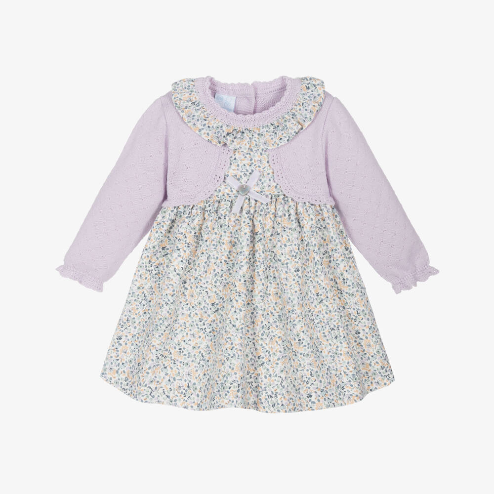 Artesanía Granlei-Girls Lavender Floral Knit Dress | Childrensalon Outlet