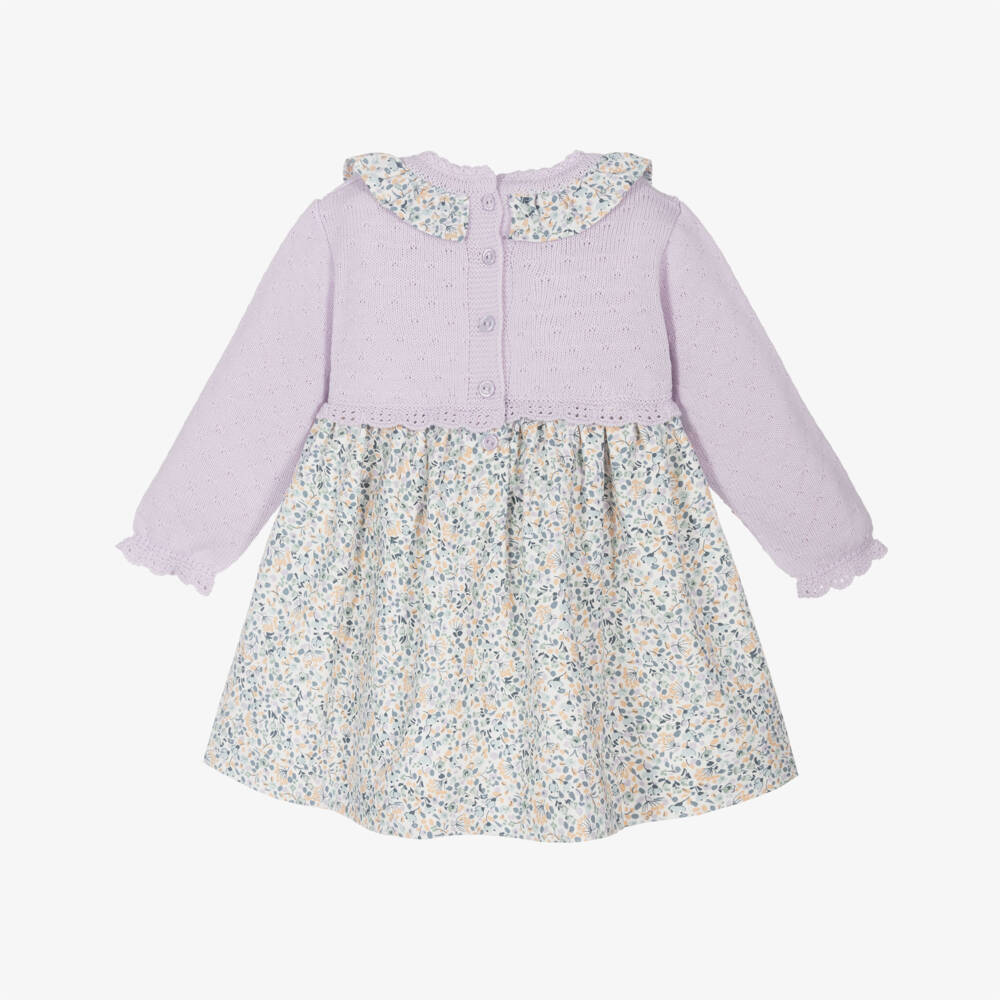 Artesanía Granlei-Girls Lavender Floral Knit Dress | Childrensalon Outlet