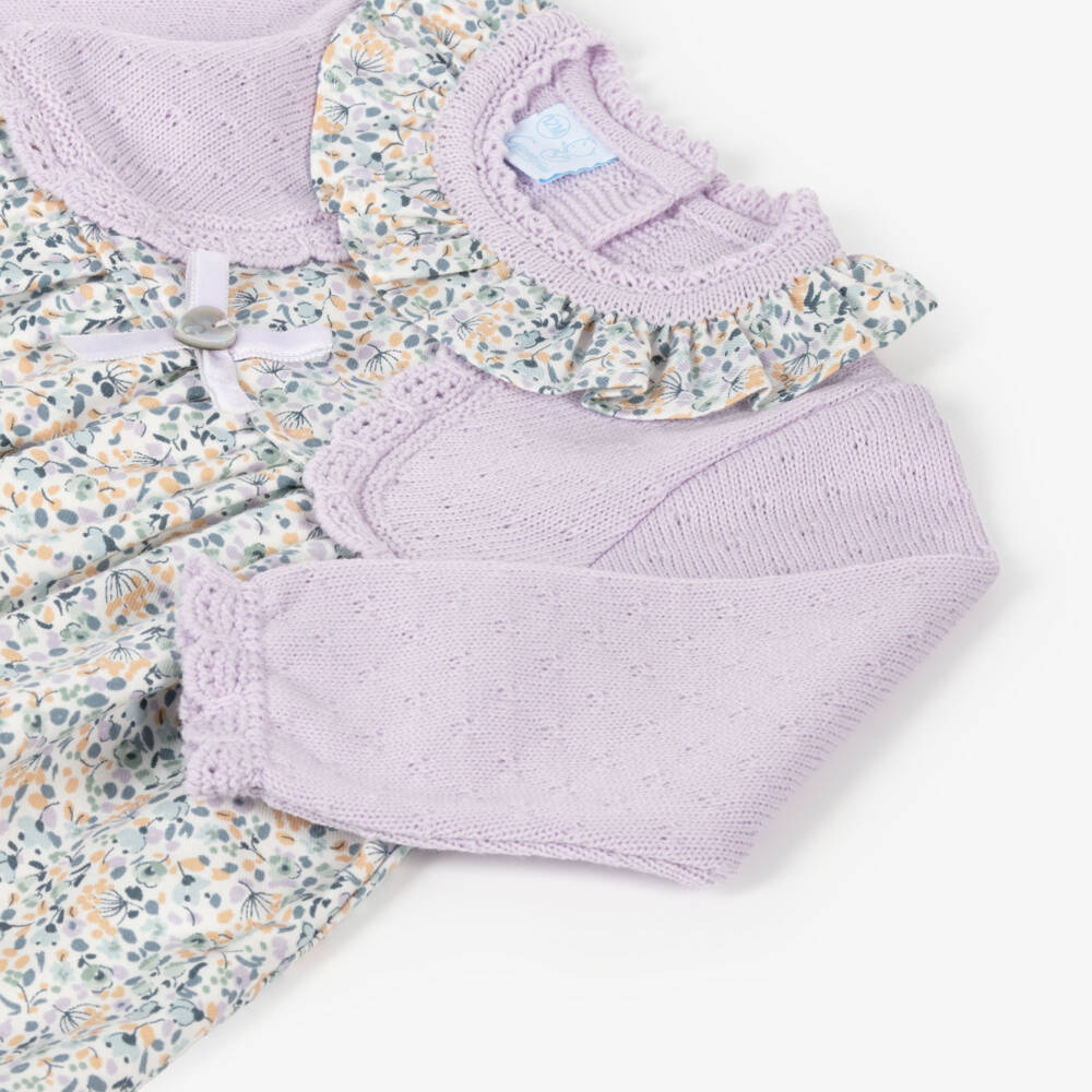 Artesanía Granlei-Girls Lavender Floral Knit Dress | Childrensalon Outlet