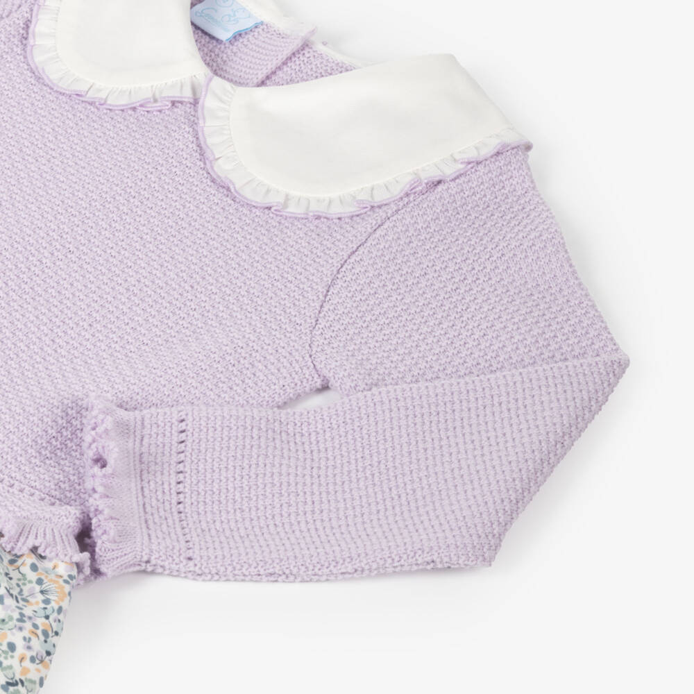 Artesanía Granlei-Girls Lilac Floral Knit Dress | Childrensalon Outlet