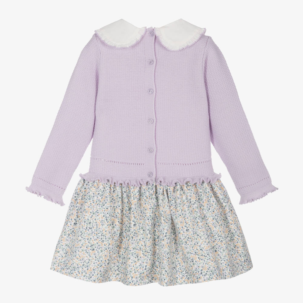 Artesanía Granlei-Girls Lilac Floral Knit Dress | Childrensalon Outlet