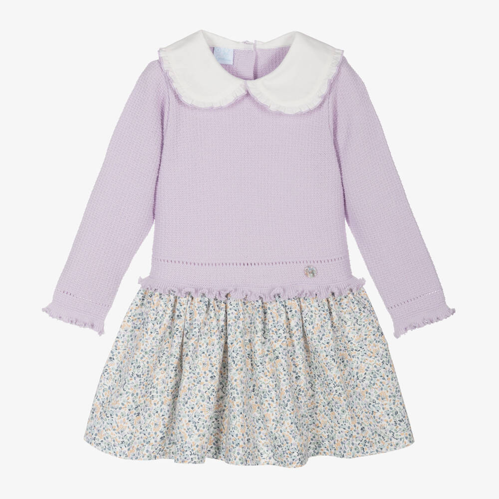 Artesanía Granlei-Girls Lilac Floral Knit Dress | Childrensalon Outlet