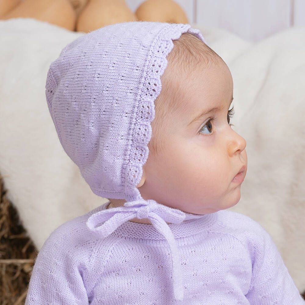 Artesanía Granlei-Girls Lilac Knit Bonnet | Childrensalon Outlet
