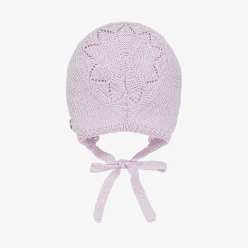 Artesanía Granlei-Girls Lilac Knit Bonnet | Childrensalon Outlet
