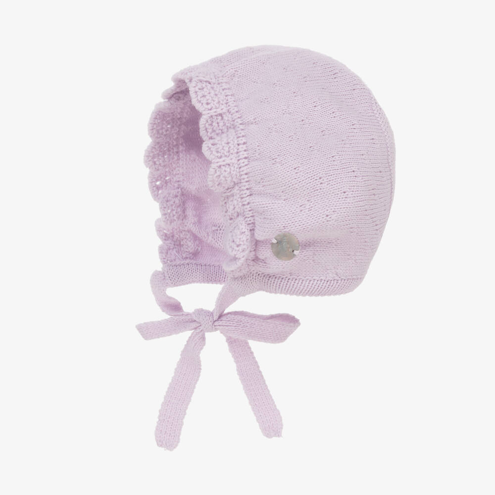 Artesanía Granlei-Girls Lilac Knit Bonnet | Childrensalon Outlet