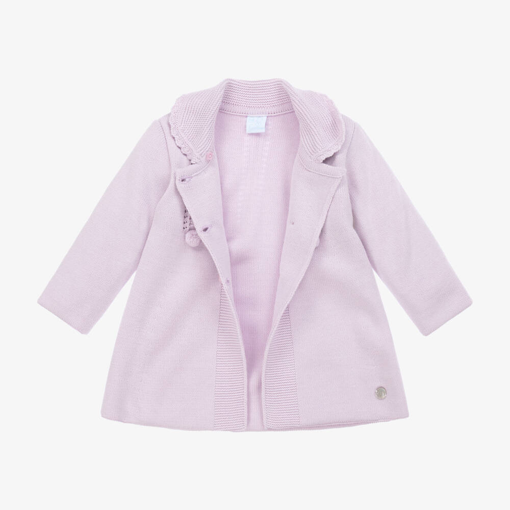 Artesanía Granlei-طقم معطف و قبعة محبوك لون بنفسجي للمولودات | Childrensalon Outlet