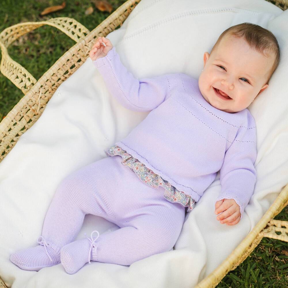 Artesanía Granlei-Girls Lilac Knit Two-Piece Set | Childrensalon Outlet