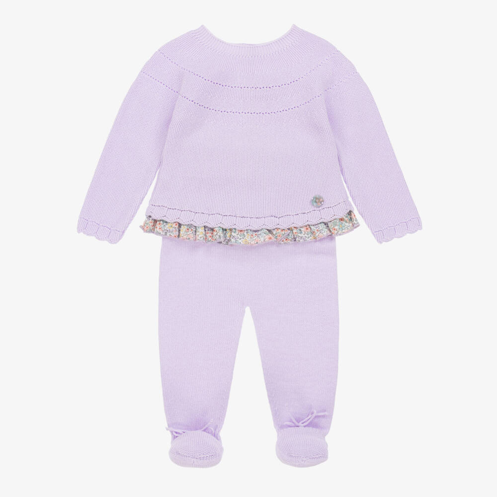 Artesanía Granlei-Girls Lilac Knit Two-Piece Set | Childrensalon Outlet