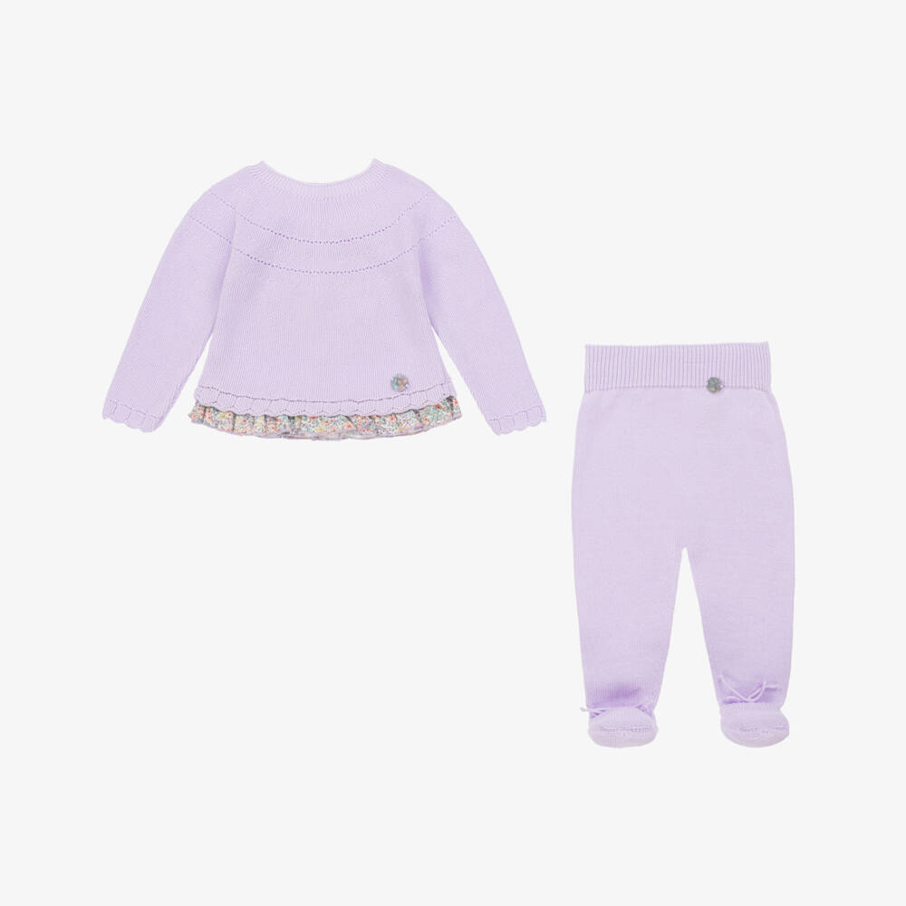 Artesanía Granlei-Girls Lilac Knit Two-Piece Set | Childrensalon Outlet