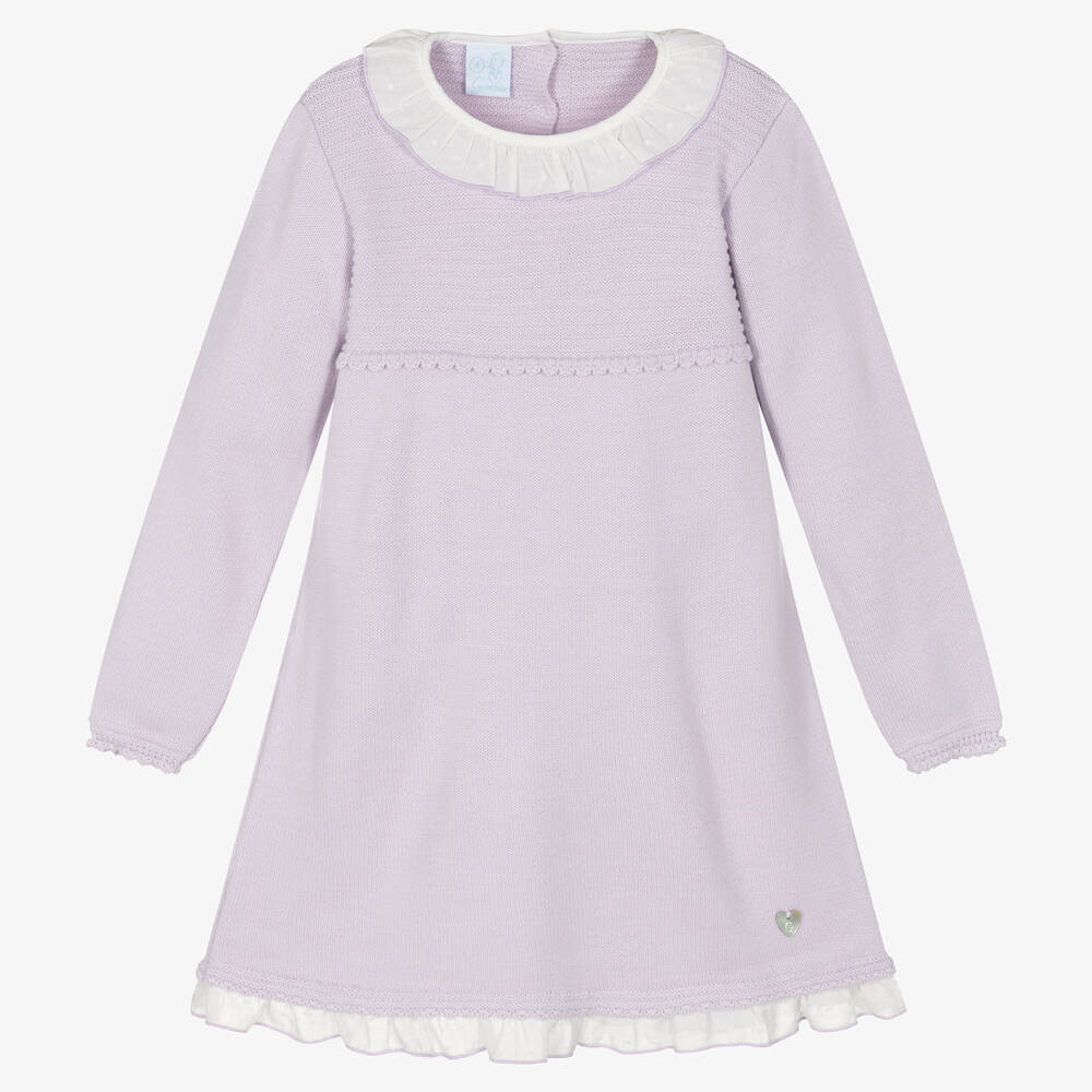 Artesanía Granlei - Girls Lilac Purple Knitted Dress | Childrensalon
