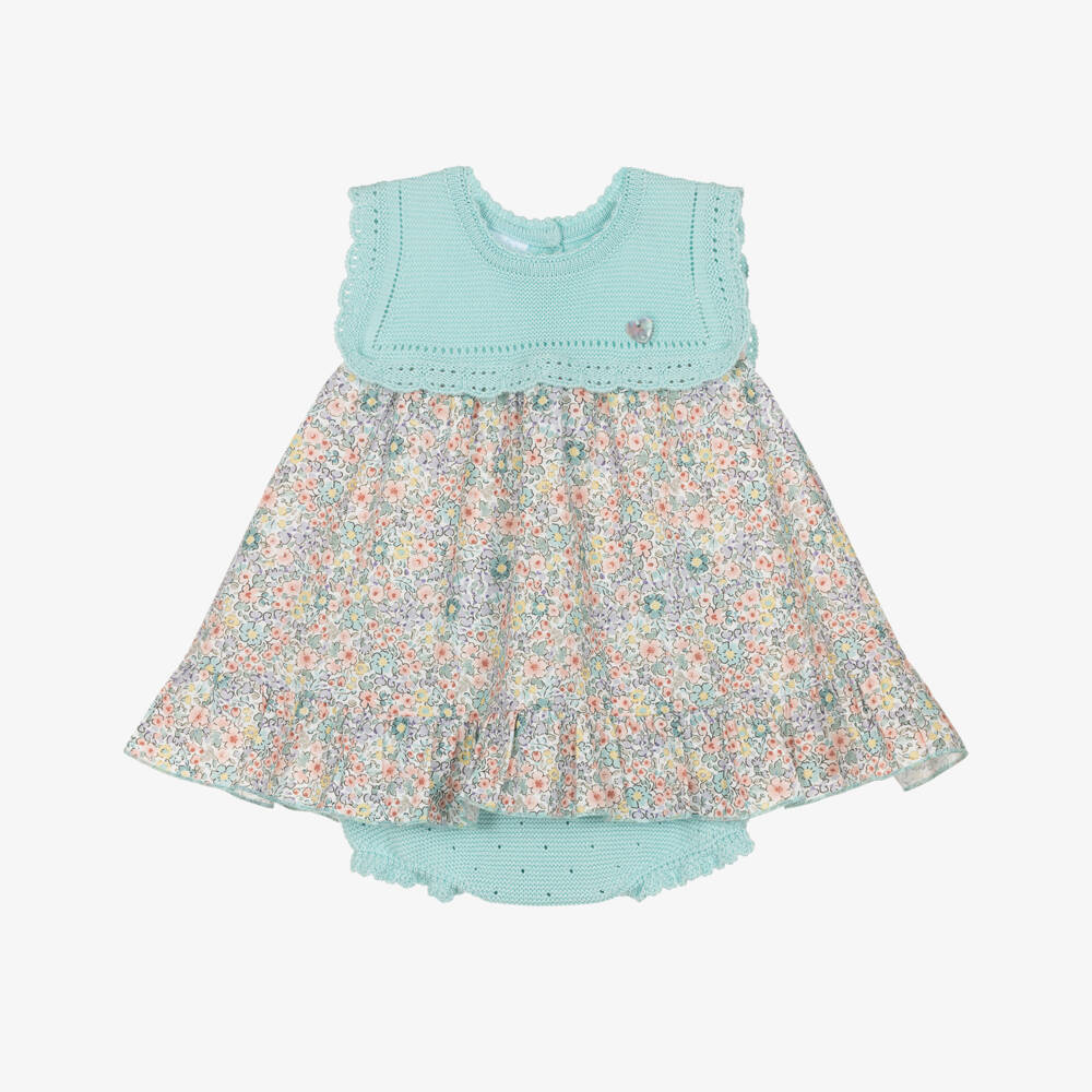 Artesanía Granlei-فستان بناتي باللون النعناعي والليلكي مزين بالزهور | Childrensalon Outlet