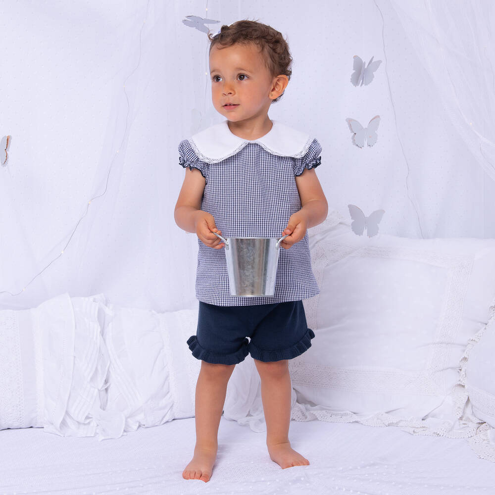 Artesanía Granlei-Girls Navy Blue Gingham Outfit | Childrensalon Outlet