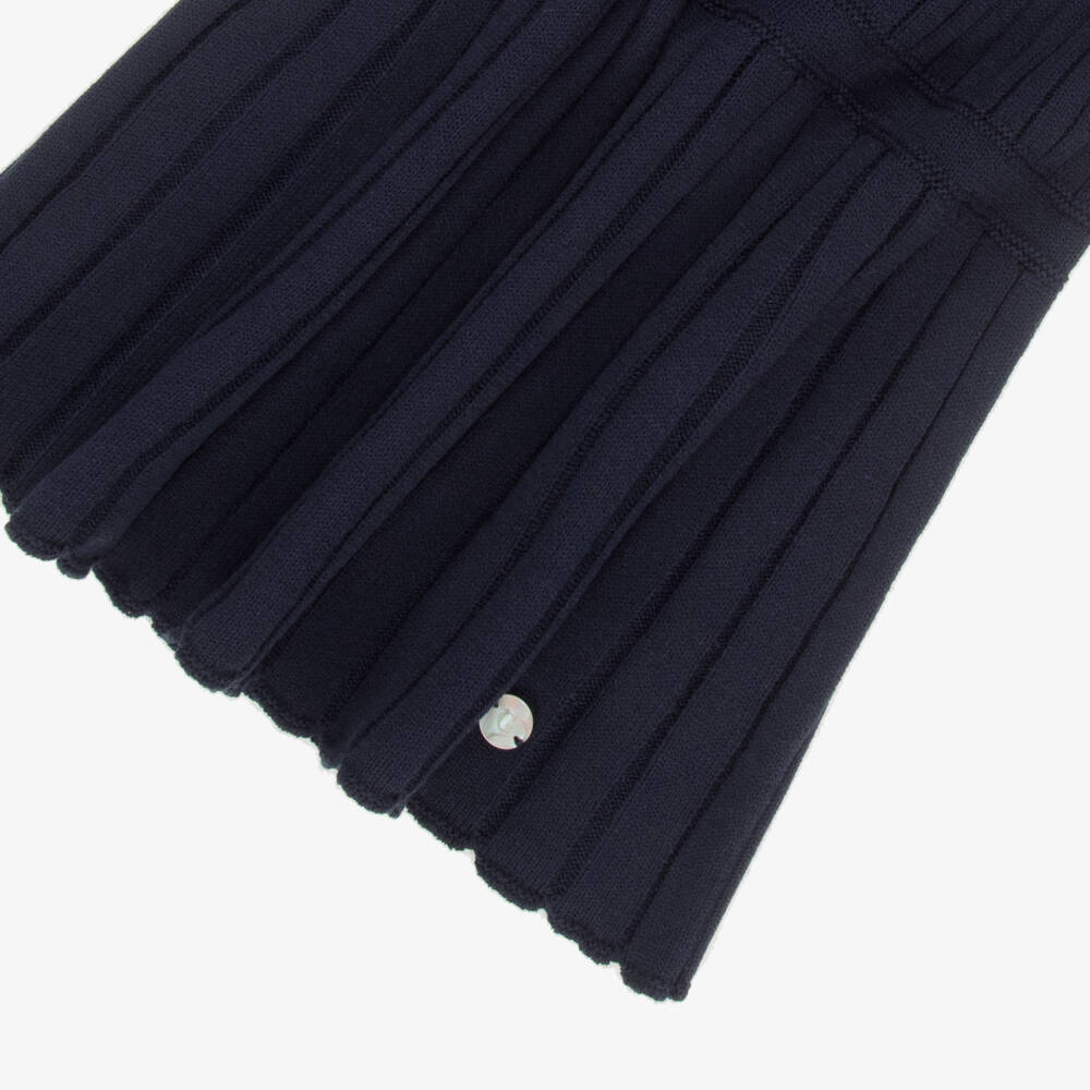 Artesanía Granlei-Girls Navy Blue Knitted Dress with Bows | Childrensalon Outlet