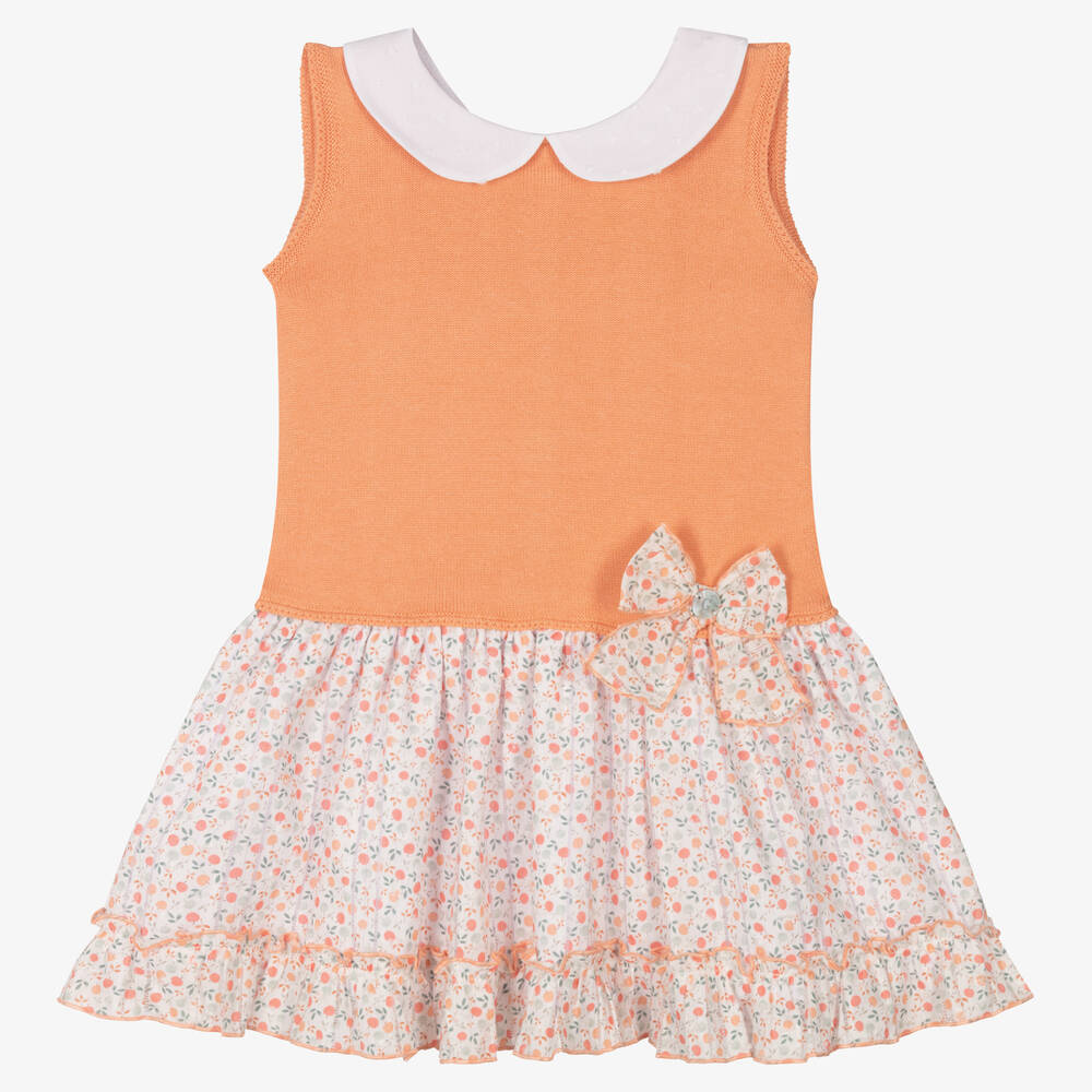 Artesanía Granlei - Girls Orange Cotton Knit Dress | Childrensalon