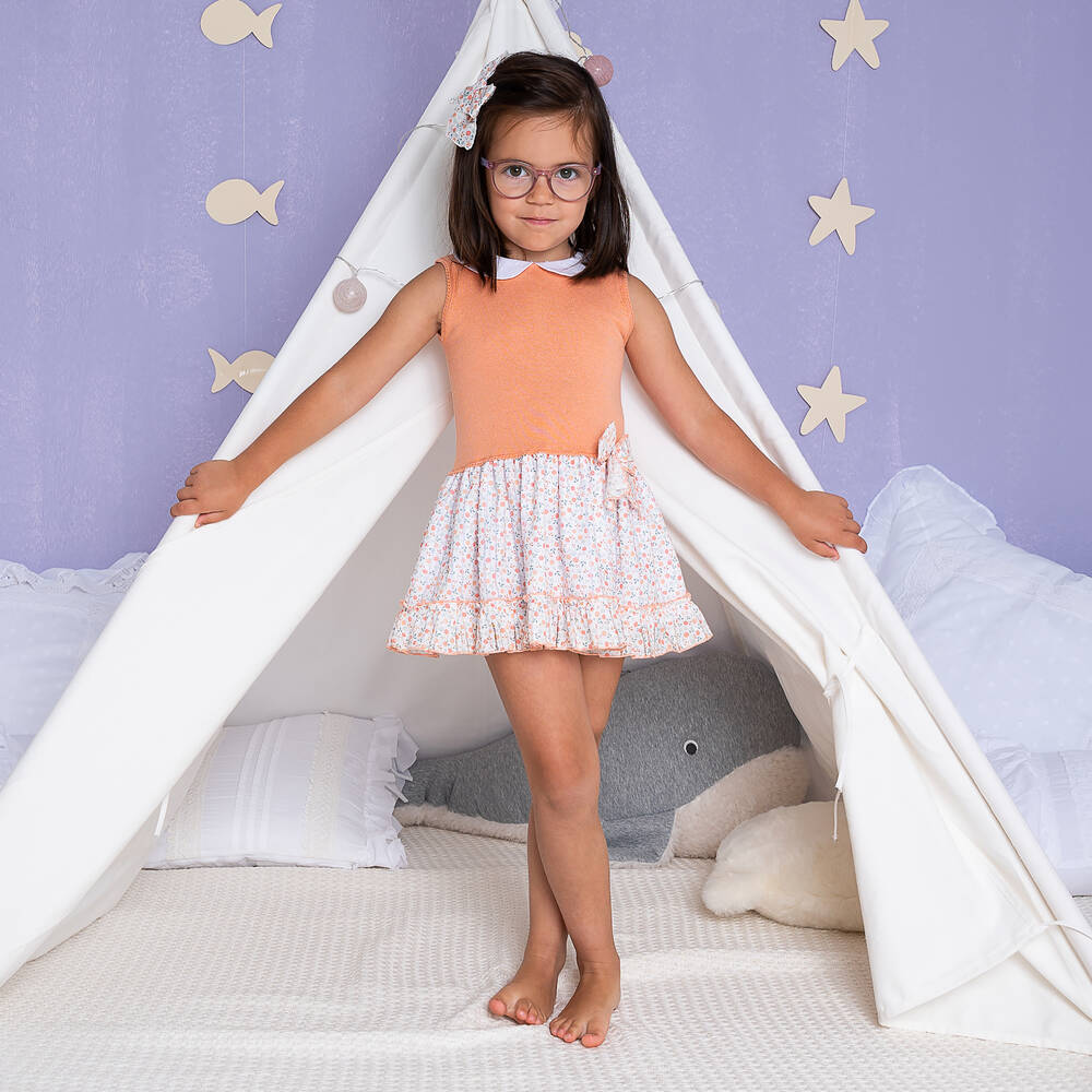 Artesanía Granlei-Оранжевое трикотажное платье | Childrensalon Outlet