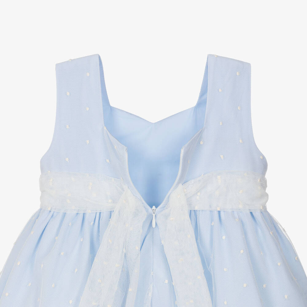 Artesanía Granlei-Girls Pale Blue Embroidered Tulle Sleeveless Dress | Childrensalon Outlet