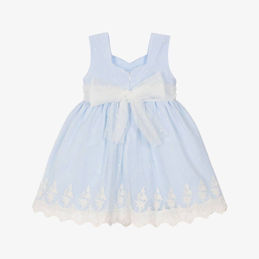 Artesanía Granlei-Girls Pale Blue Embroidered Tulle Sleeveless Dress | Childrensalon Outlet
