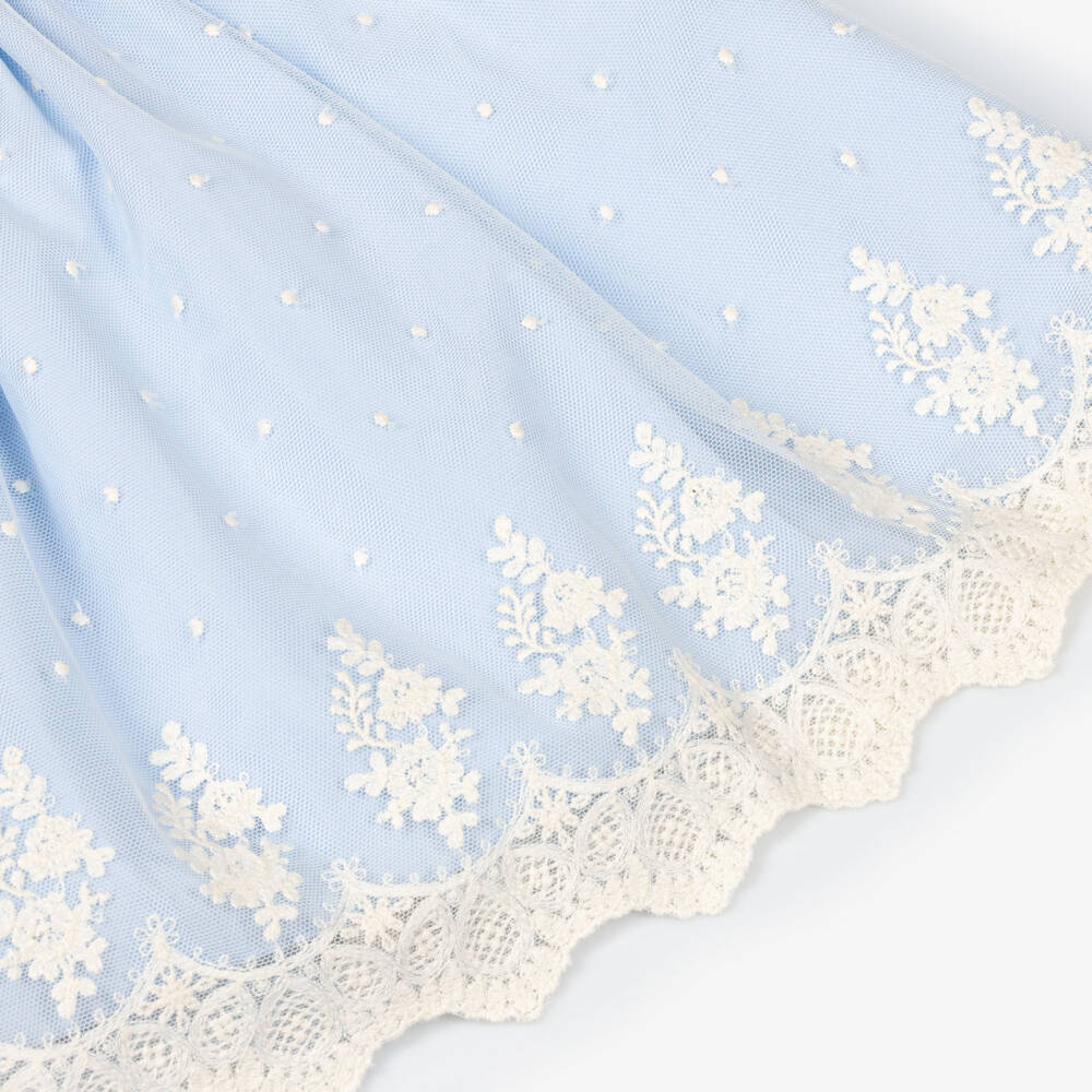 Artesanía Granlei-Girls Pale Blue Embroidered Tulle Sleeveless Dress | Childrensalon Outlet