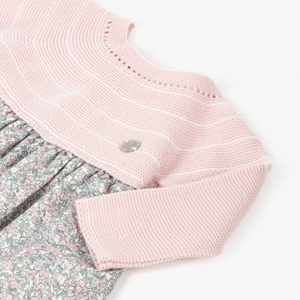 Artesanía Granlei-Girls Pale Pink Knit Dress | Childrensalon Outlet
