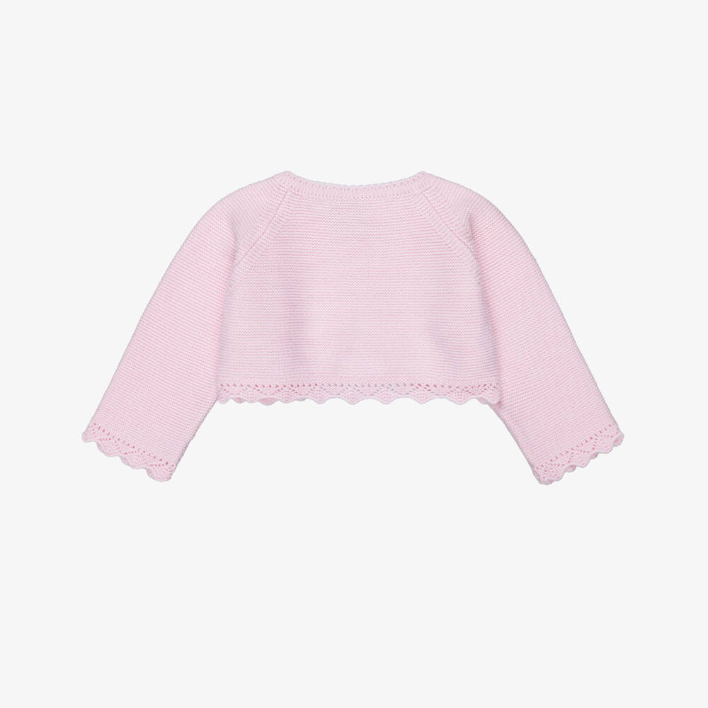 Artesanía Granlei-Girls Pale Pink Knitted Bolero Cardigan | Childrensalon Outlet