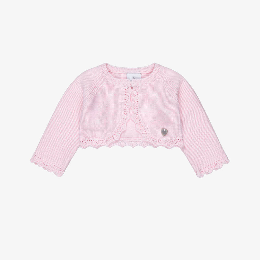 Artesanía Granlei-Girls Pale Pink Knitted Bolero Cardigan | Childrensalon Outlet