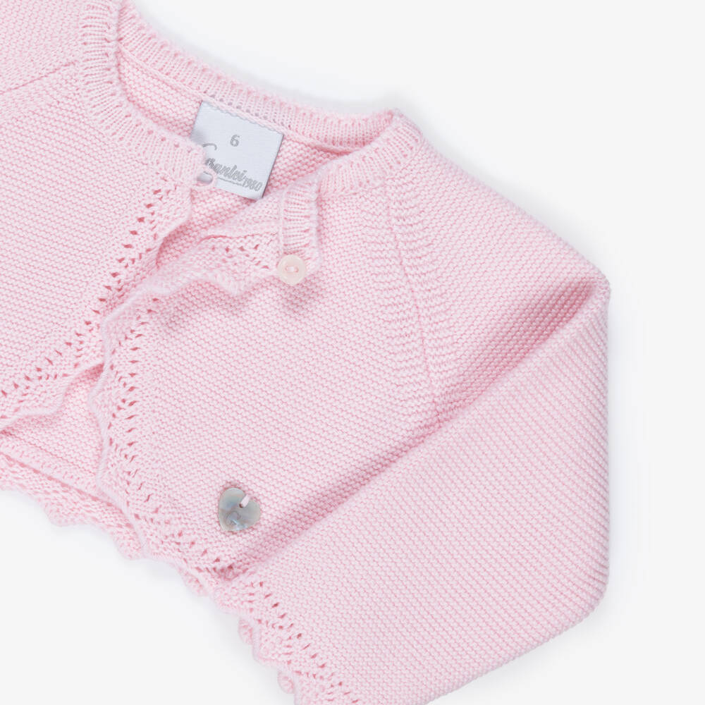 Artesanía Granlei-Girls Pale Pink Knitted Bolero Cardigan | Childrensalon Outlet