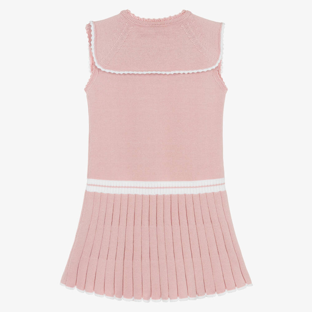 Artesanía Granlei-Girls Pale Pink & White Knitted Sailor Dress | Childrensalon Outlet