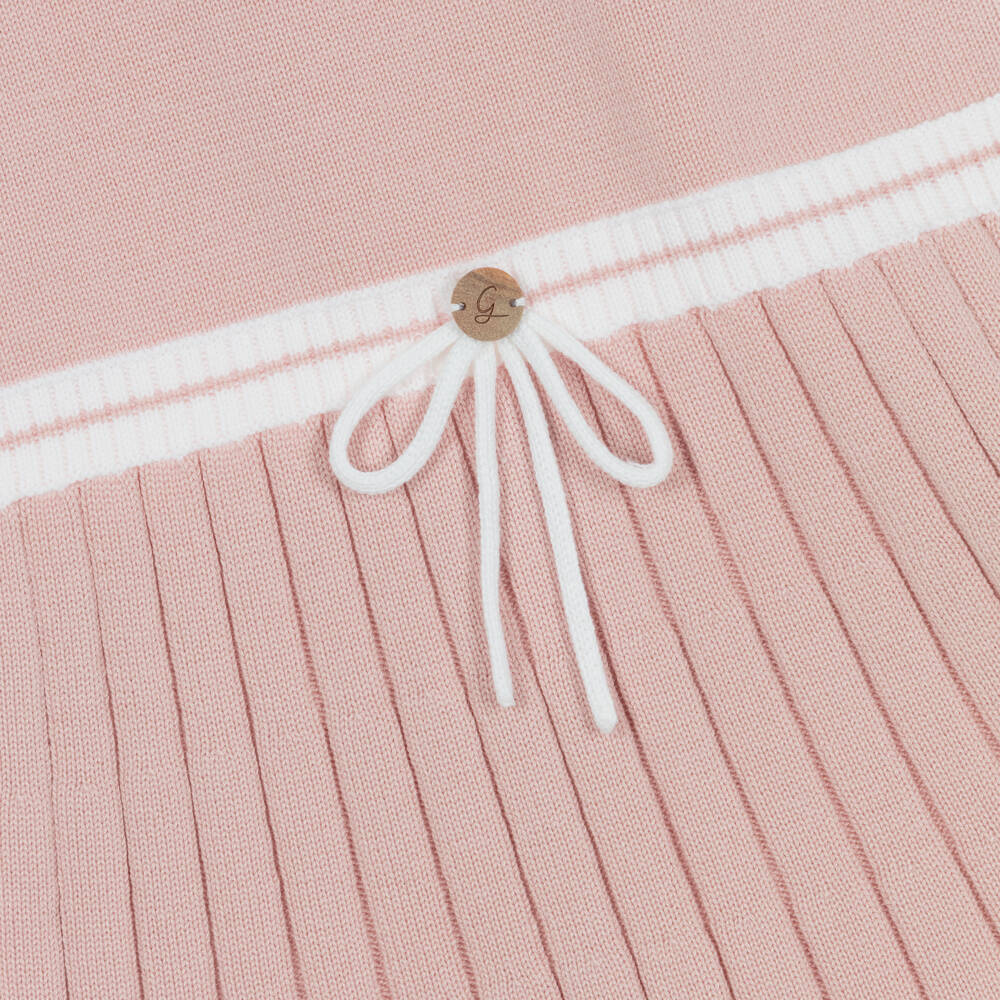 Artesanía Granlei-Girls Pale Pink & White Knitted Sailor Dress | Childrensalon Outlet