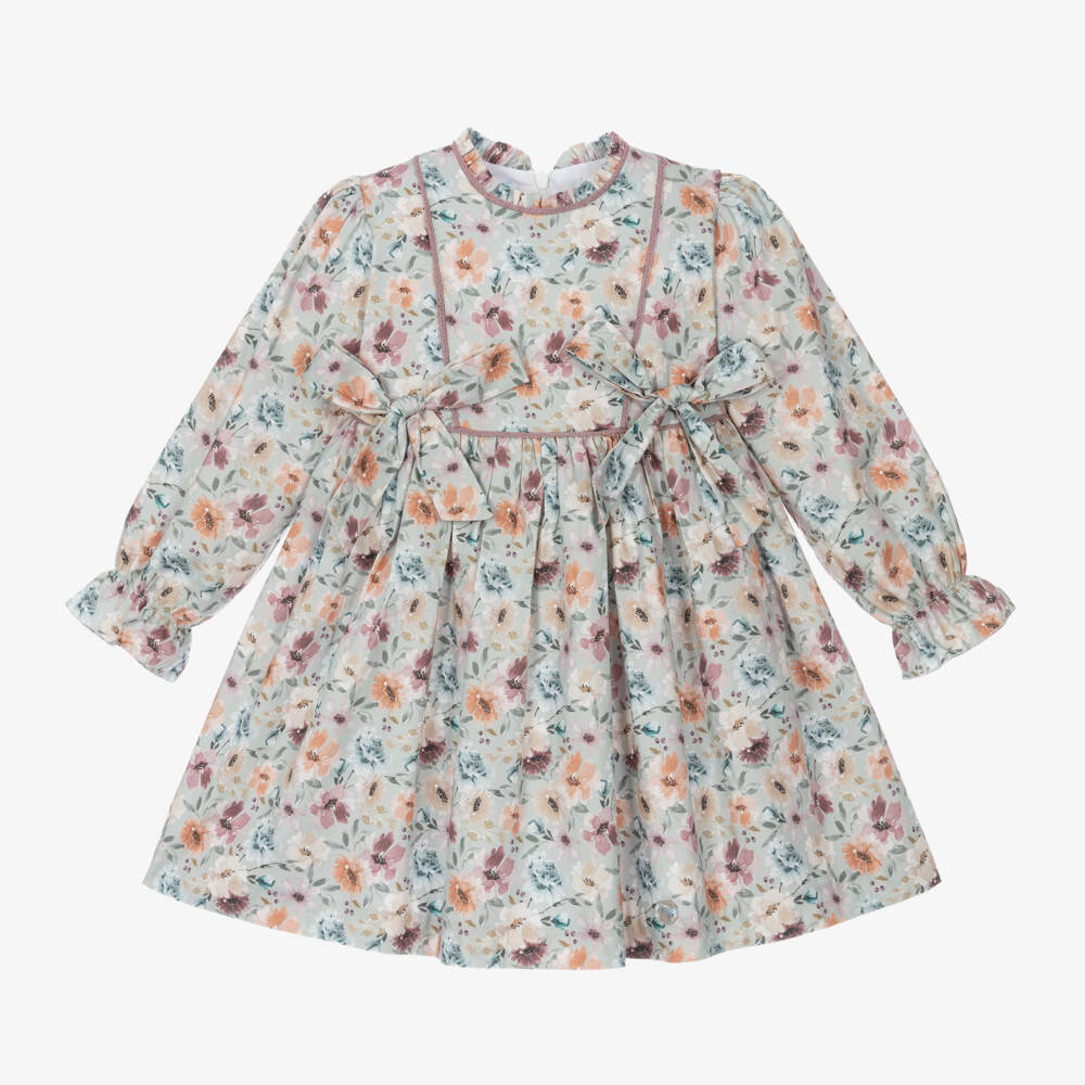 Artesanía Granlei-فستان بطبعة ورود قطن لون أخضر | Childrensalon Outlet