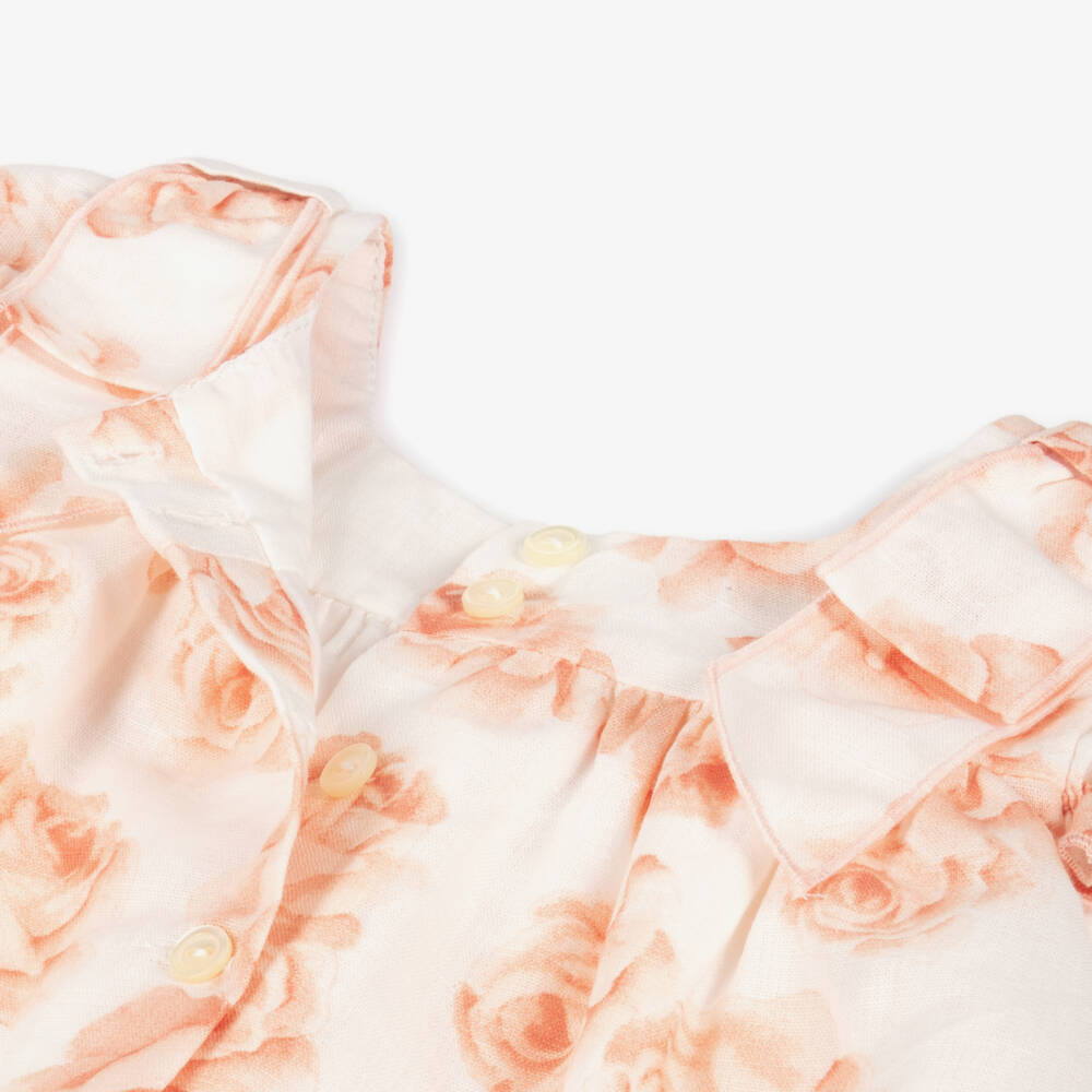 Artesanía Granlei-Girls Peach Blossom Linen Ensemble | Childrensalon Outlet