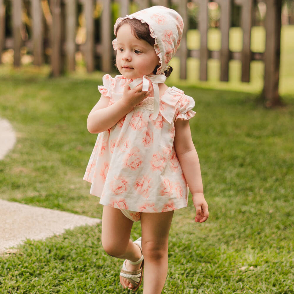 Artesanía Granlei-Girls Peach Blossom Linen Ensemble | Childrensalon Outlet