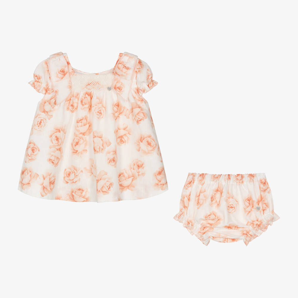 Artesanía Granlei-Girls Peach Blossom Linen Ensemble | Childrensalon Outlet