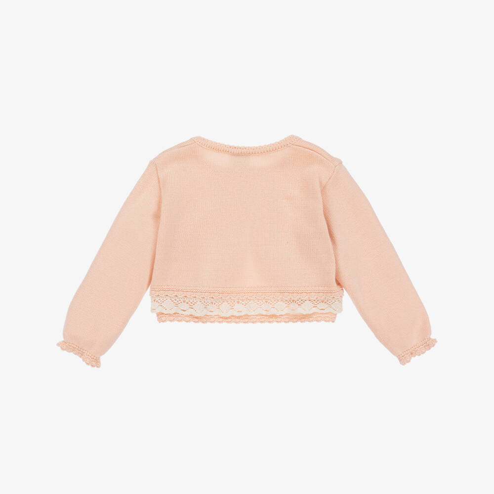 Artesanía Granlei-Girls Peach Lace-Trim Knit Bolero | Childrensalon Outlet