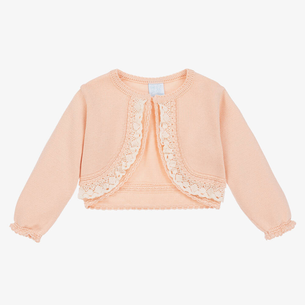 Artesanía Granlei-Girls Peach Lace-Trim Knit Bolero | Childrensalon Outlet