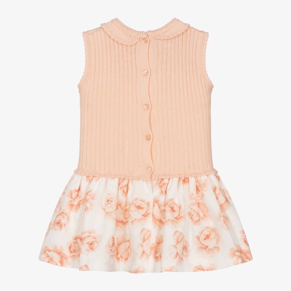 Artesanía Granlei-Girls Peach Lace Trim Knit Dress | Childrensalon Outlet