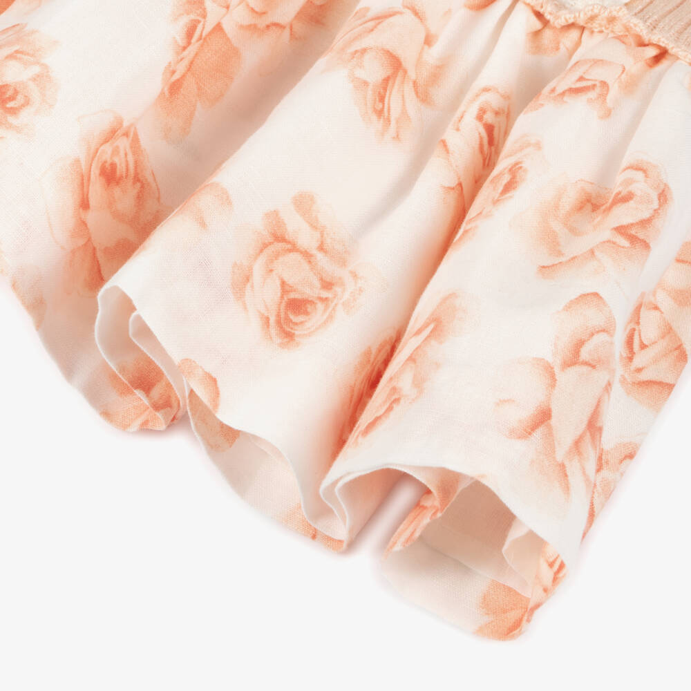 Artesanía Granlei-Girls Peach Lace Trim Knit Dress | Childrensalon Outlet