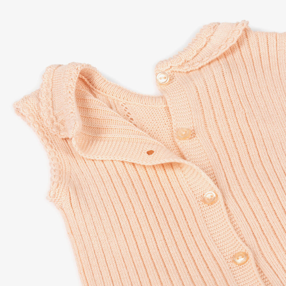 Artesanía Granlei-Girls Peach Lace Trim Knit Dress | Childrensalon Outlet